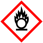Oxidising hazard (symbol: flame over circle)