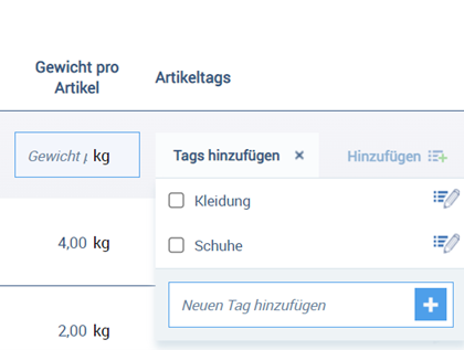 Tags in Produktbibliothek hinzufügen