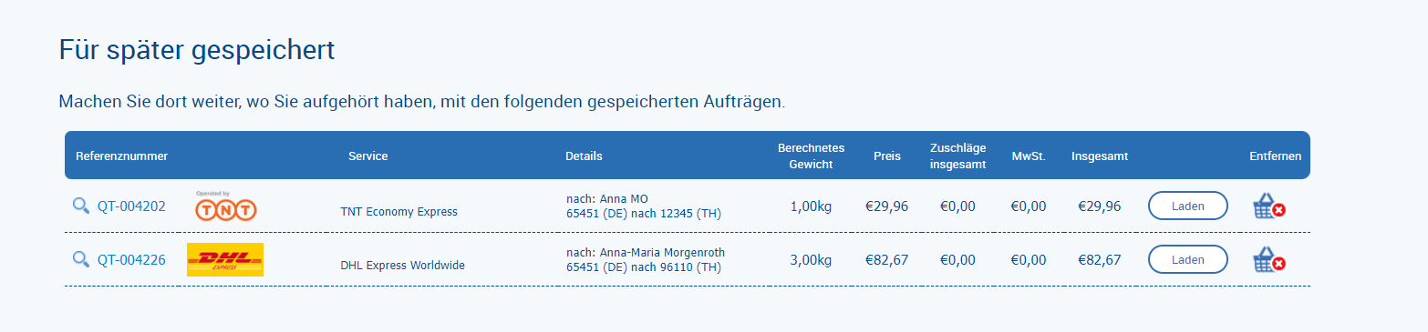 Für später gespeichert