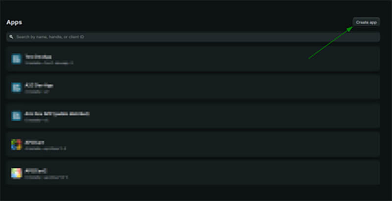 Shopify Create App option