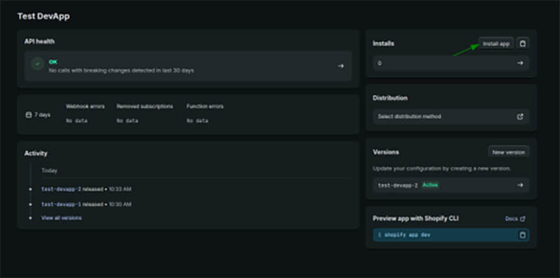install button for adding app to your store