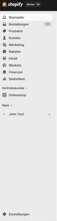 Settings on Shopify admin