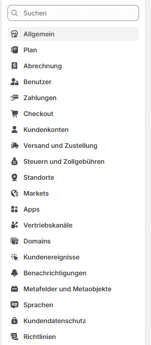 Domains from Settings menu