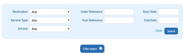 Edit & Ship filter options