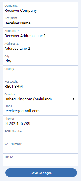 Receiver address