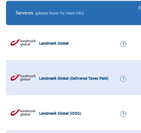 Landmark Global service options