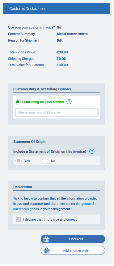 Review customs declaration