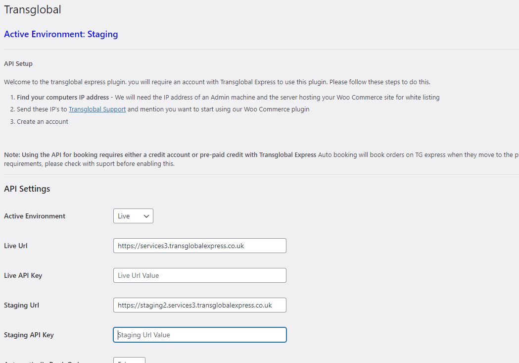 Transglobal Express Magento 2 API