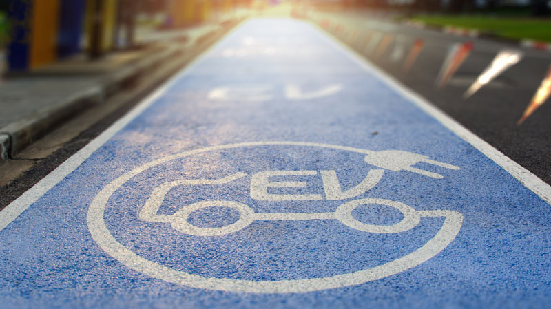 Symbol painted on road for electric charging station