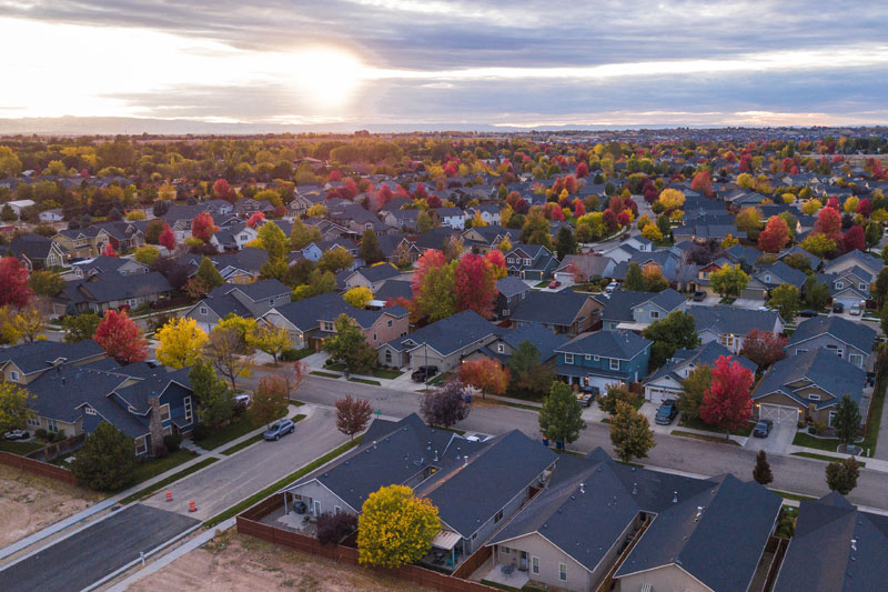 Photo of suburbia in autumn