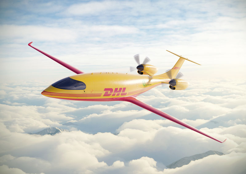 A digital rendering of DHL-branded Alice cargo plane